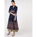 Cheera Women's Hand Block Print Ghagra Style Anarkali Kurta (CH036K)