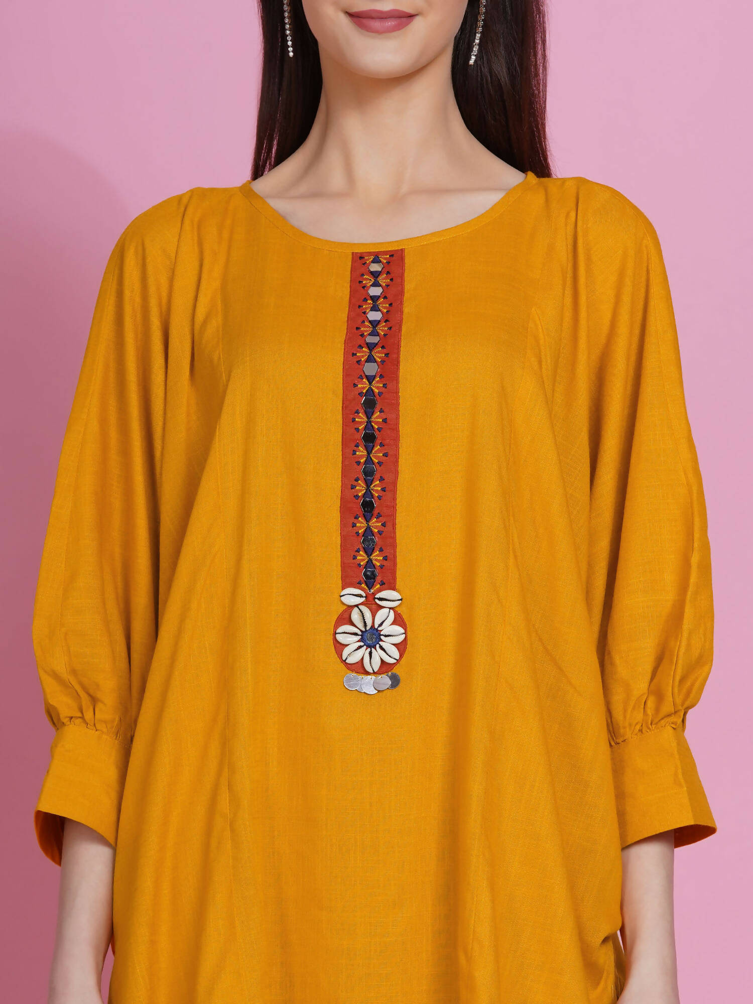 Women Republic Yellow Rayon Boxed Kurta With Pants