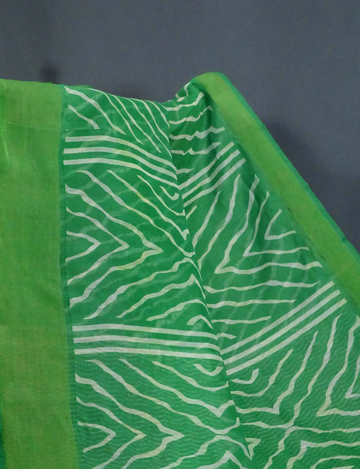 Shades Of Parrot Green With Lehariya Design Semi Chanderi Saree By Gayathri Reddy Designer Studio