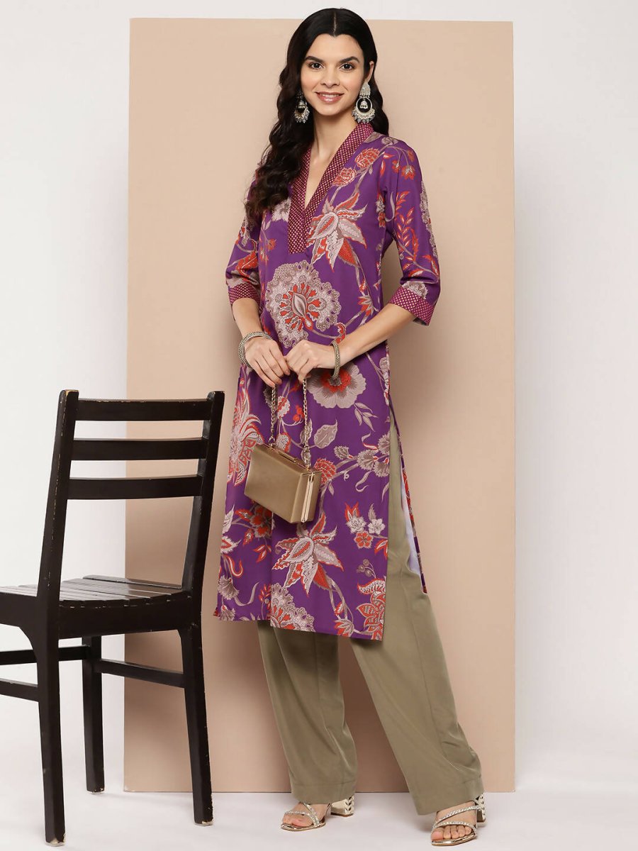 Ahalyaa Women's Traditional wear Kurta - Purple