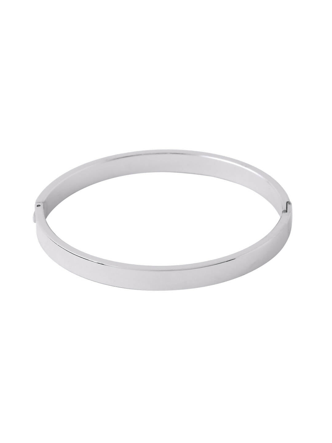 NVR Men's Silver Metal Interlock Kada Bracelet