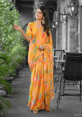 stylish Casual Yellow Imported georgette Ready to Wear Fancy Saree - Ashwini