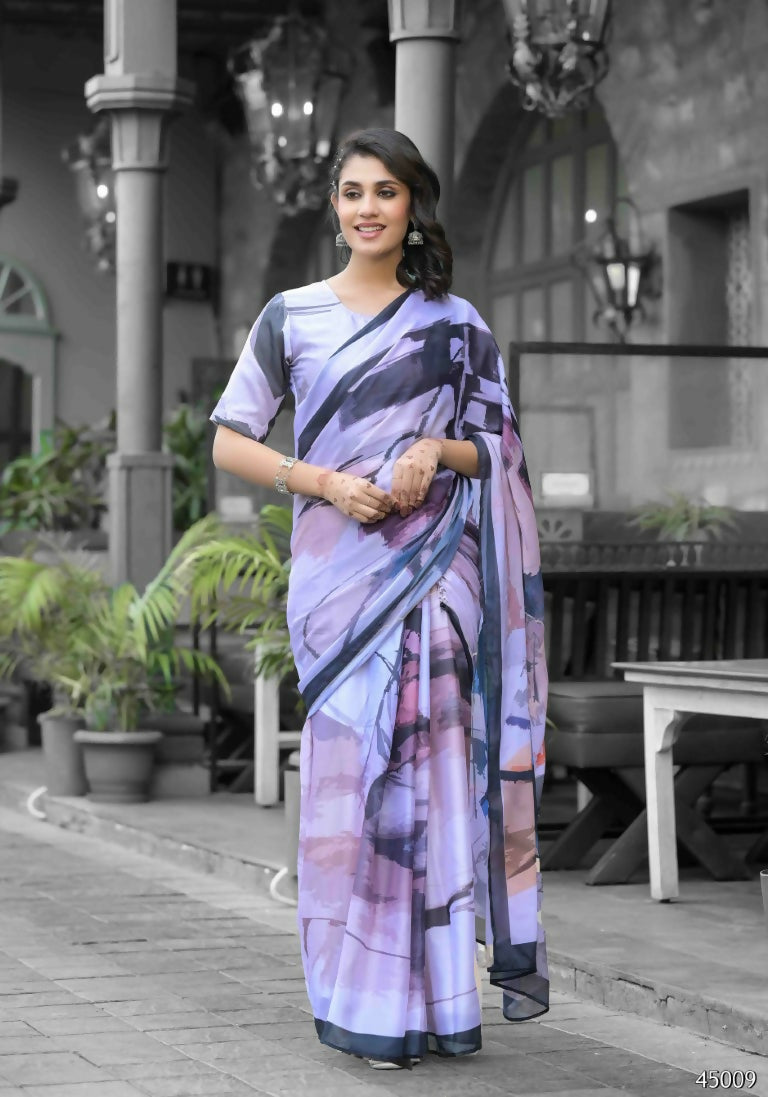 stylish Casual Light Purple Imported georgette Ready to Wear Fancy Saree - Ashwini