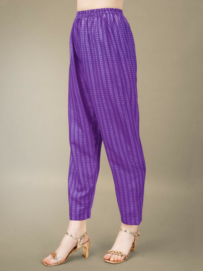 Jyoti Fashion Women's Purple Rayon Embroidery & Sequence work Kurta with Trouser & Dupatta