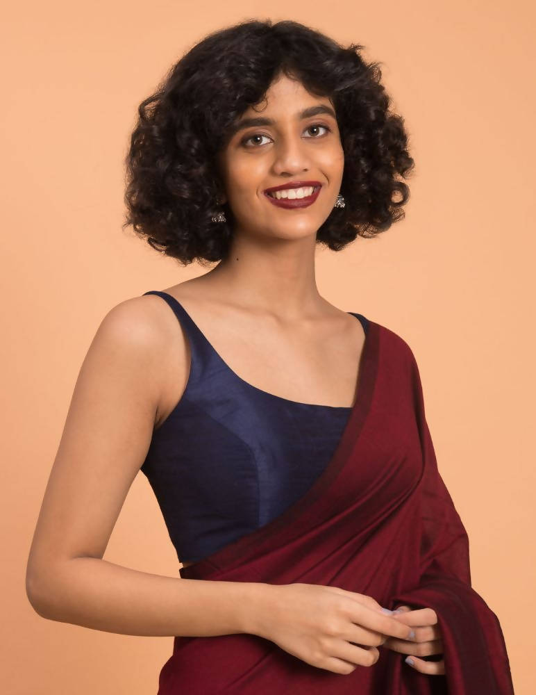 Suta Purple Maroon Colourblocked Cotton Acrylic Saree