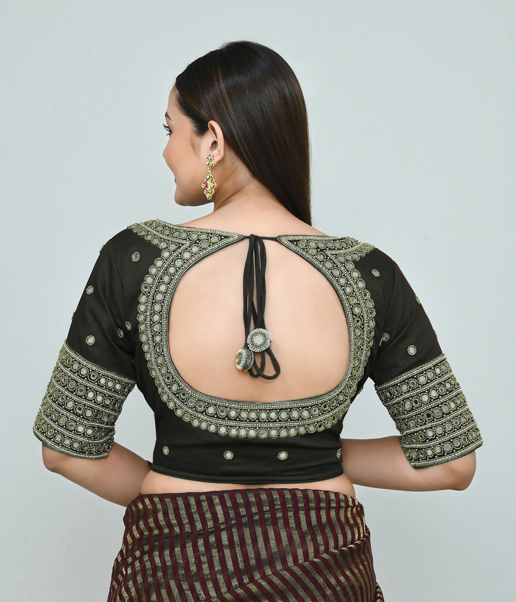 Joban Fashion Women's Dark Green Embroidered Stitched Blouse
