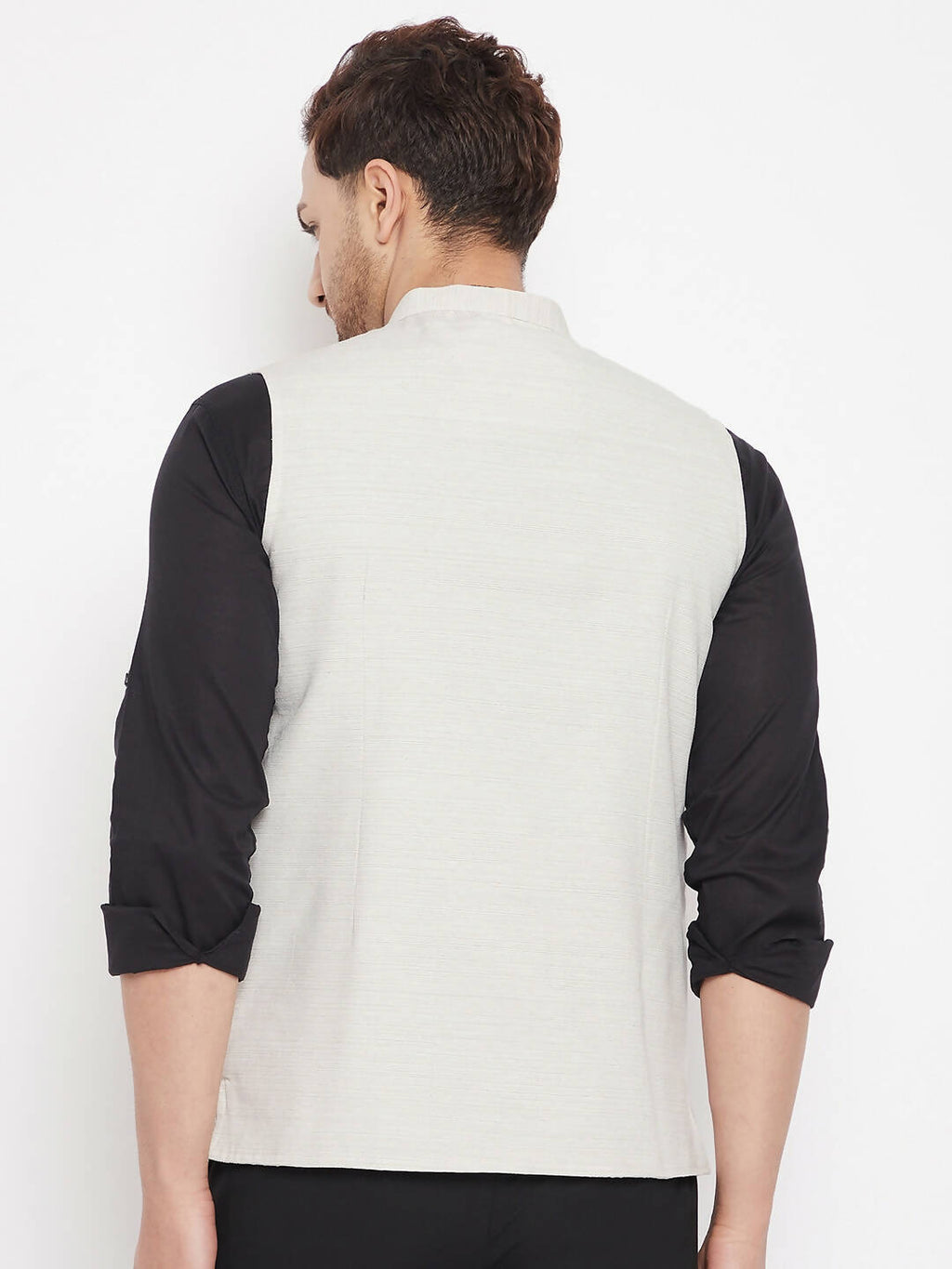 Even Apparels Cream Merino Men Woven Nehru Jacket BF504