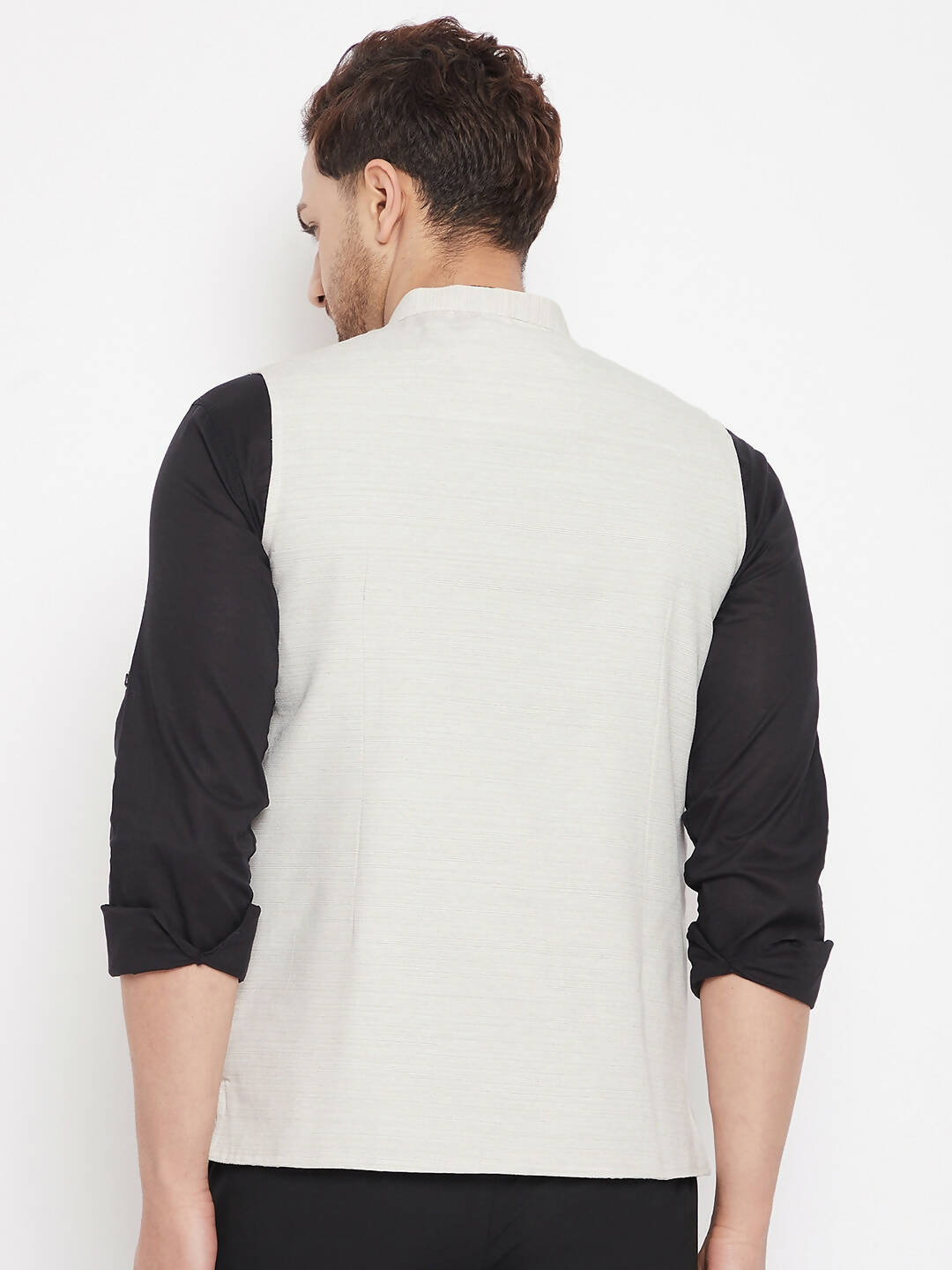 Even Apparels Cream Merino Men Woven Nehru Jacket BF504