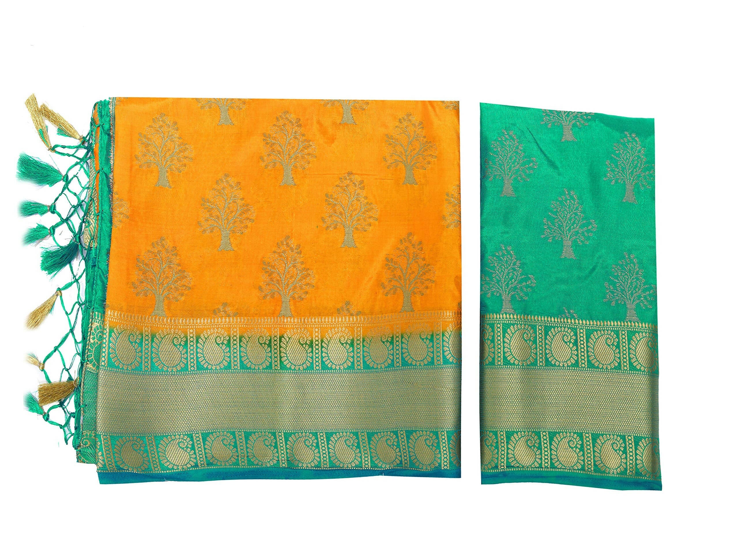Mimosa Women's Gold Kanchipuram Silk Saree