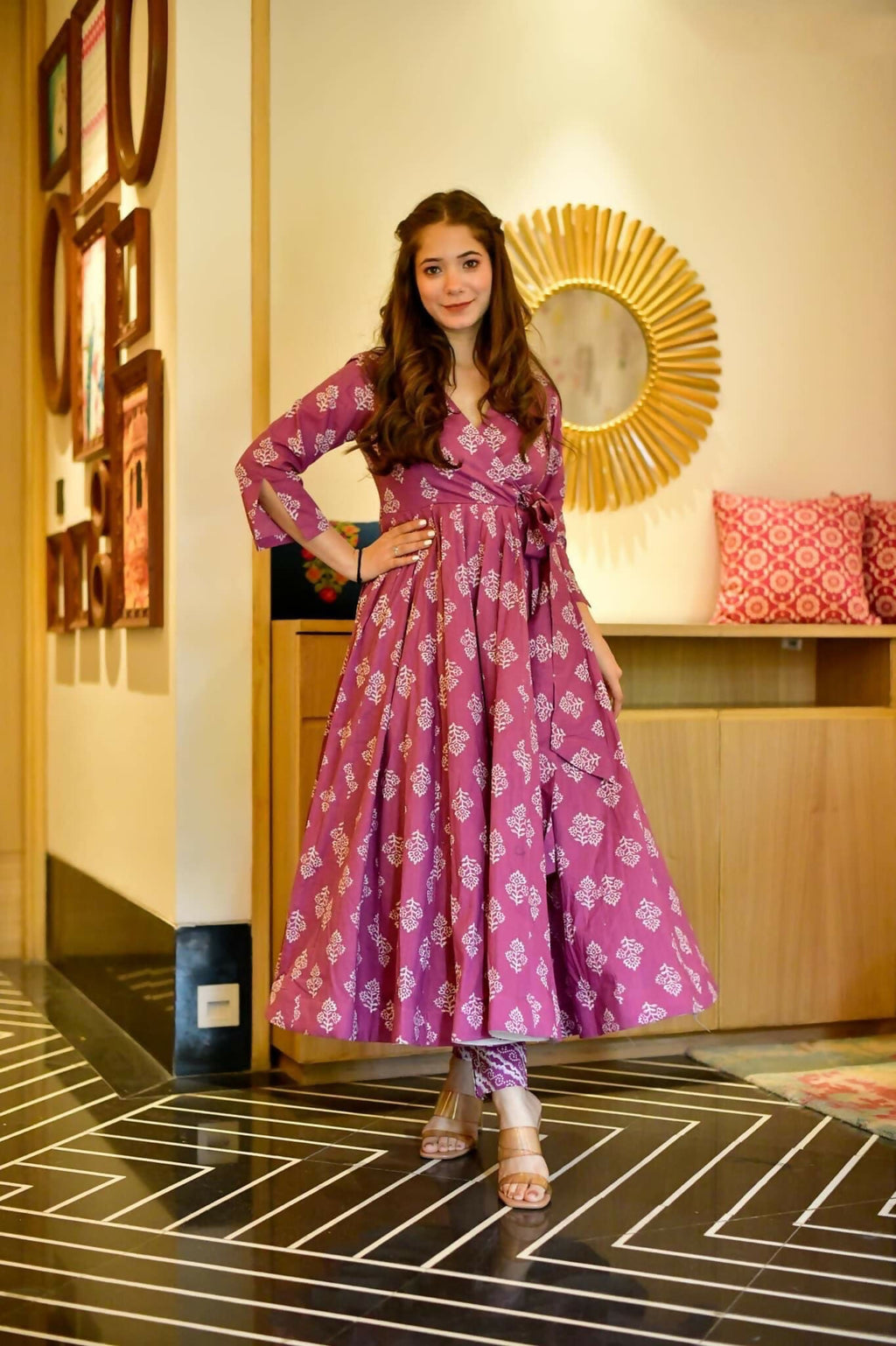 Jyoti Fashion Women's Purple Cotton Silk Heavy Digital Printed Kurta Pant Set