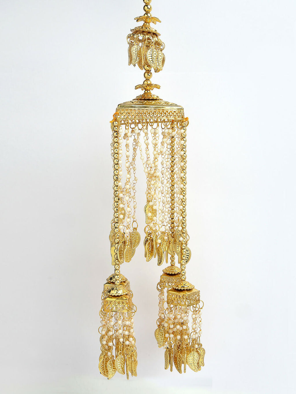 NVR Women's Pack Of 2 Gold-Polished & White Pearl Beaded Bridal Heavy Kaleera Sets