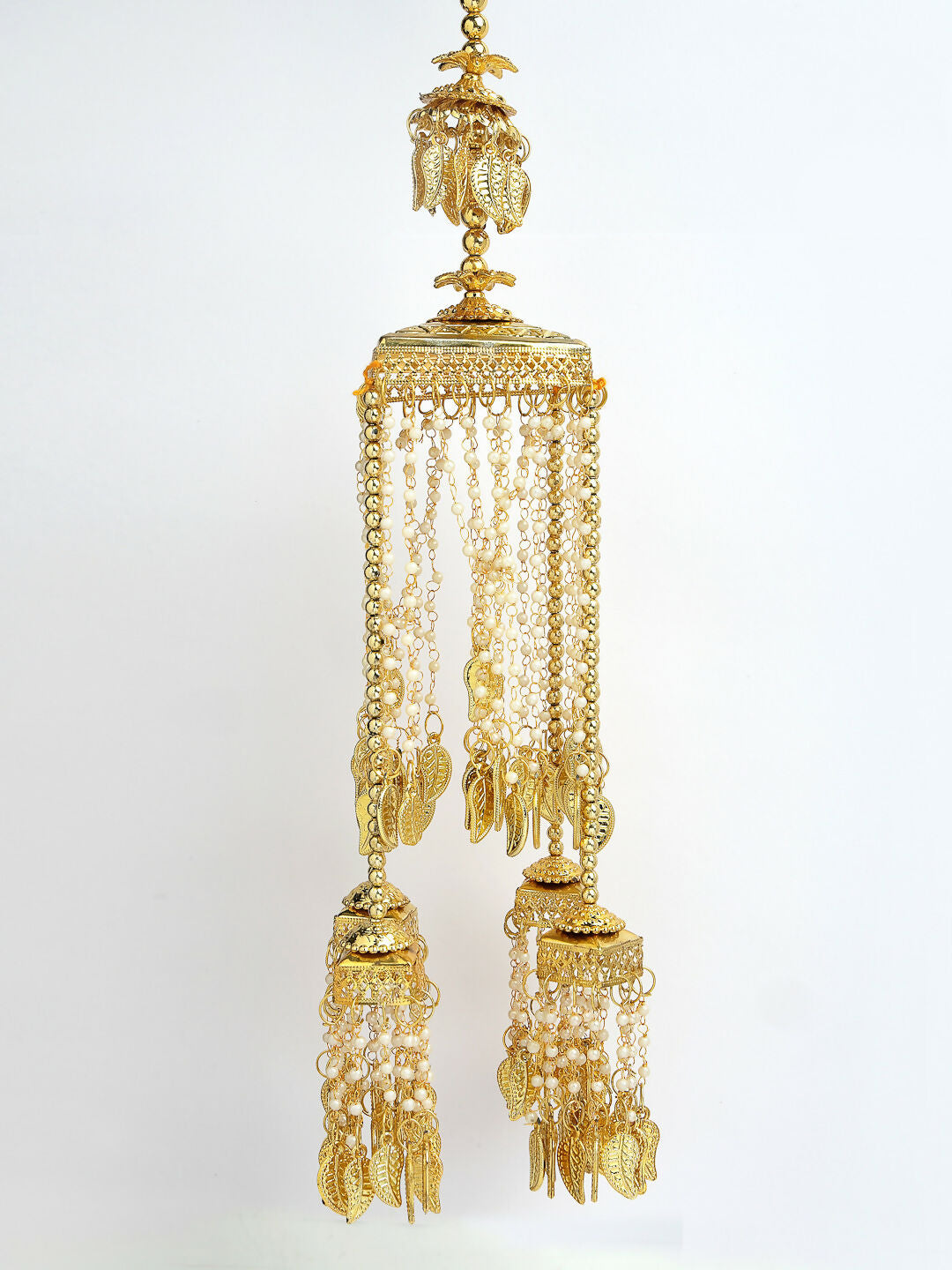 NVR Women's Pack Of 2 Gold-Polished & White Pearl Beaded Bridal Heavy Kaleera Sets