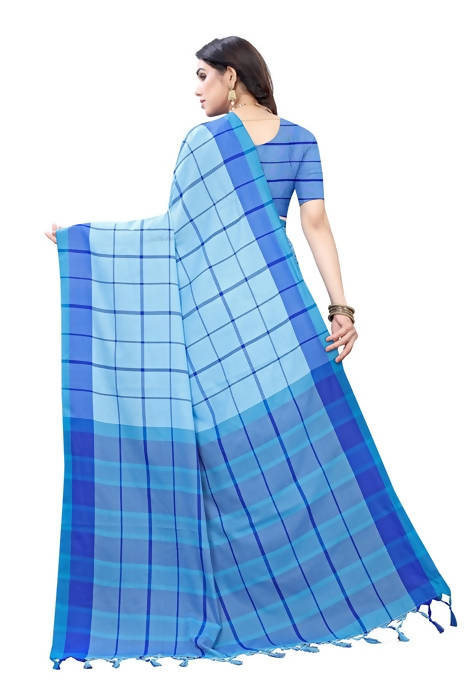 Vamika Blue Cotton Silk Weaving Saree (Goggle Blue)