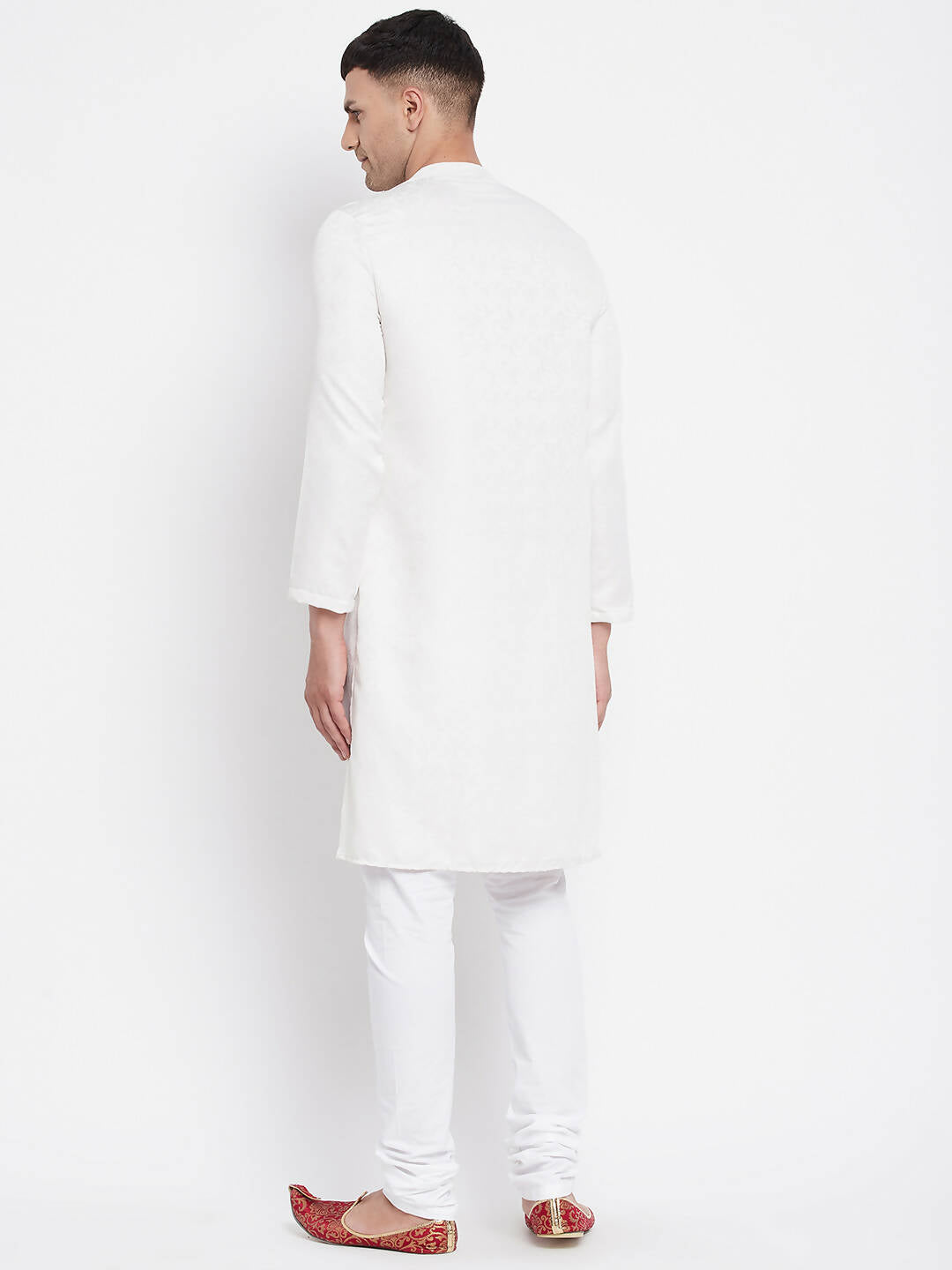 Even Apparels White Rayon Men's Sherwani Kurta With Asymetrical Cut