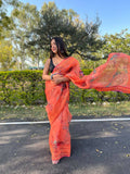 Vamsee Orange Organza Saree