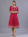 Juniper Women Fuchsia Rayon Printed A-Line Kurta