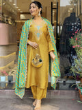 Partywear Designer Cotton Maroon Stitched Suit With Dupatta - Tanisha