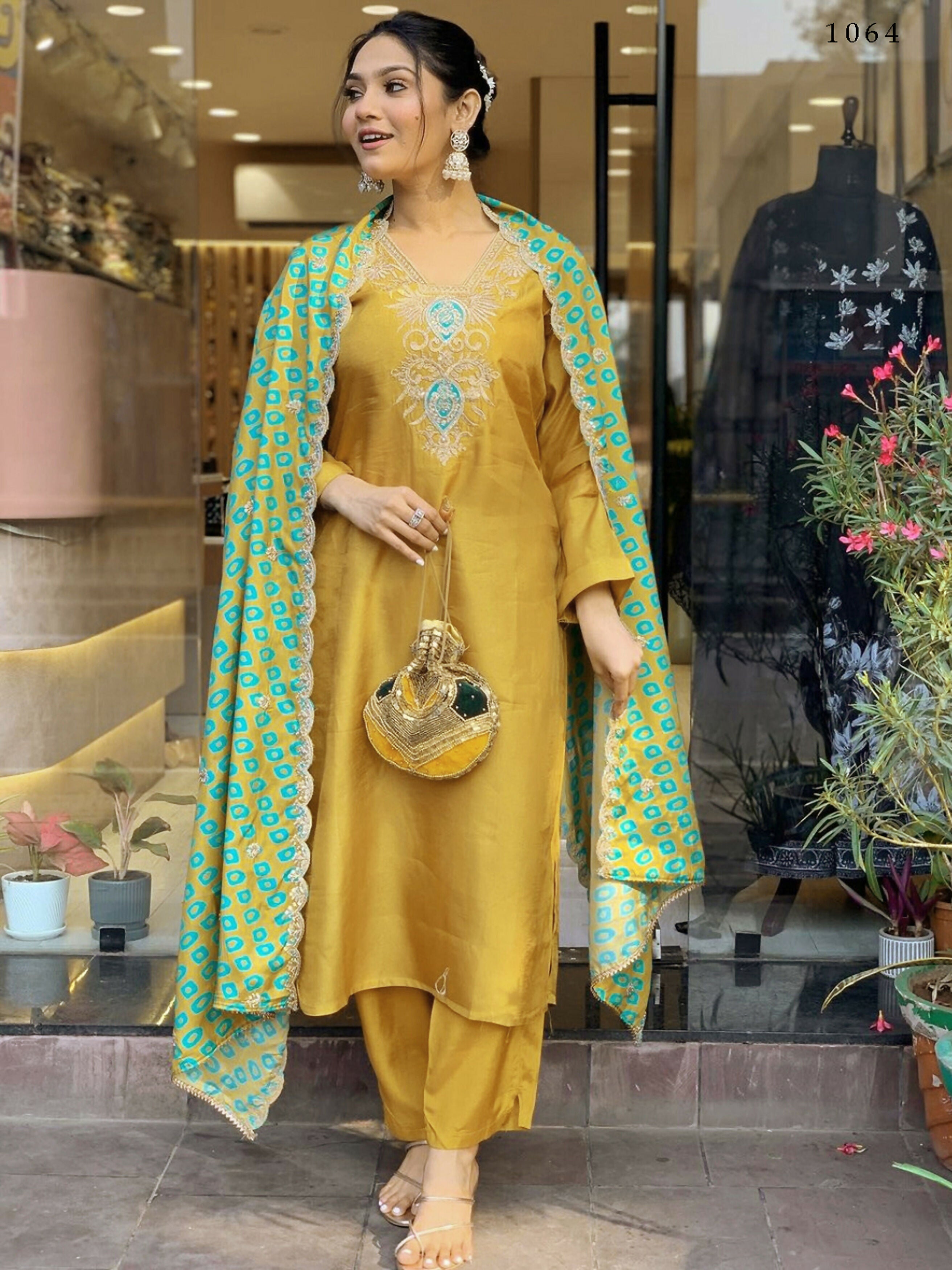 Partywear Designer Cotton Maroon Stitched Suit With Dupatta - Tanisha