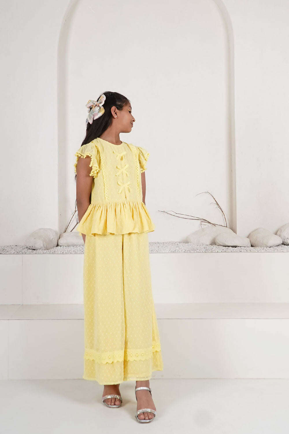 LH Luxury Fashion Elise Floral Co-Ord Set – Pastel Yellow Outfit for Girls