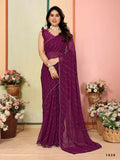Aafreen Partywear Designer Wine Georgette Fancy Saree