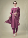 Jyoti Fashion Women's Onion Cotton Blend Embroidery & Sequence work Kurta with Trouser & Dupatta