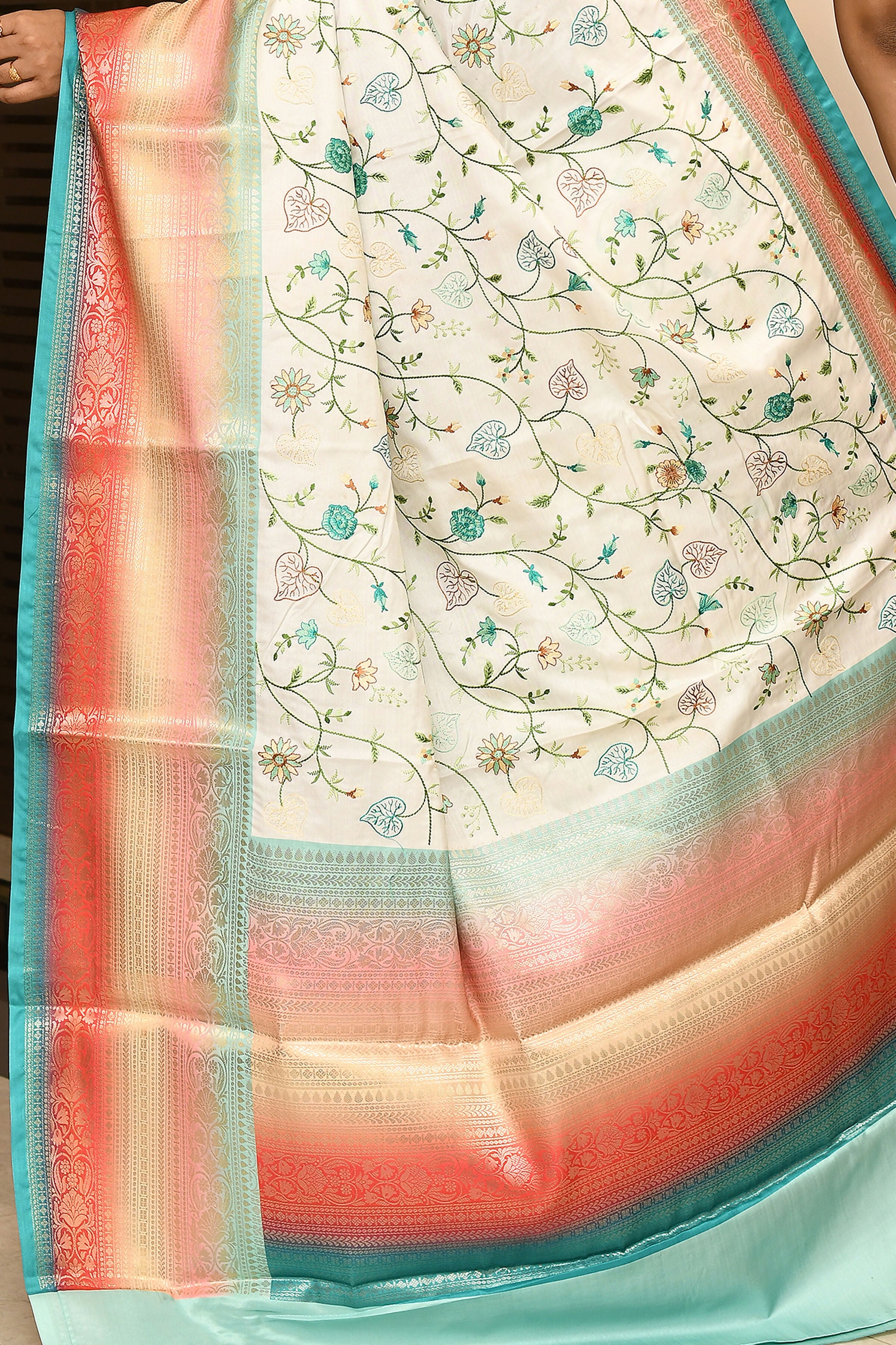 Joban Fashion Multicolor Saree Kataan Rainbow Digital Print With Embroidery