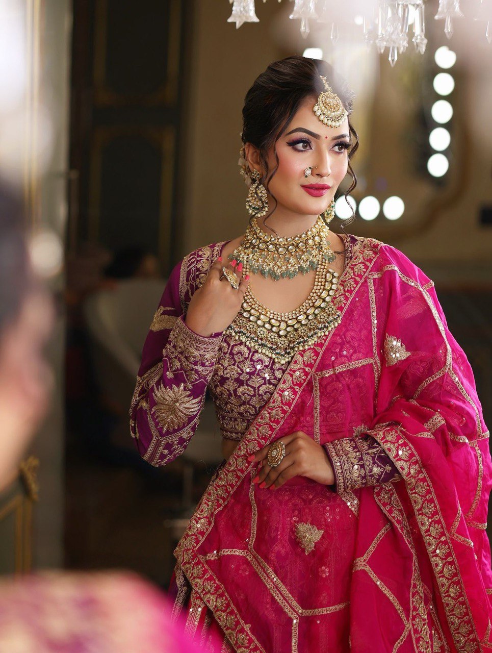 Prazu Fashion Violet Georgette Thread Sequence Wedding Lehenga Choli