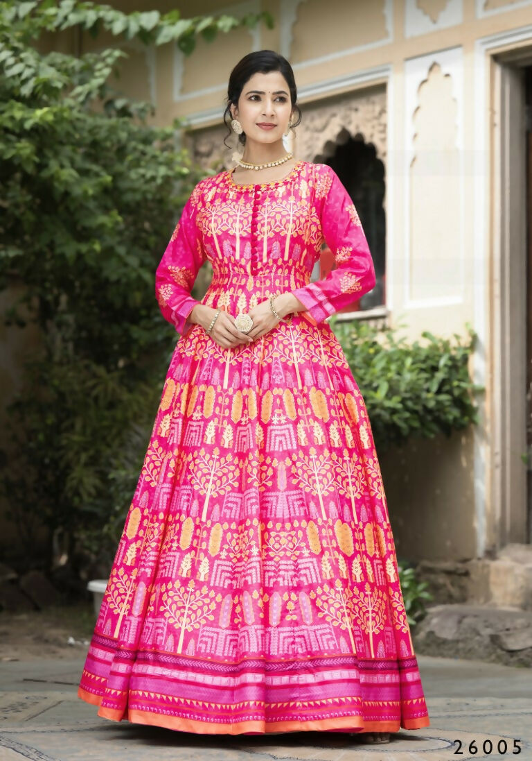 Wedding Designer Pink Soft Dola Silk Anarkali suit with Dupatta - Samanta