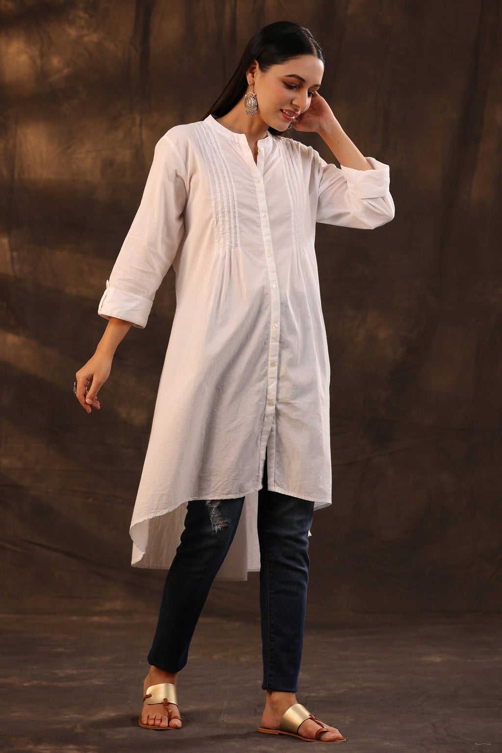 Juniper Women's White Cambric High-Low Tunic