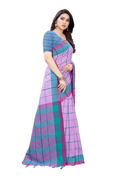 Vamika Lavendar Cotton Silk Weaving Saree (Google Lavender)