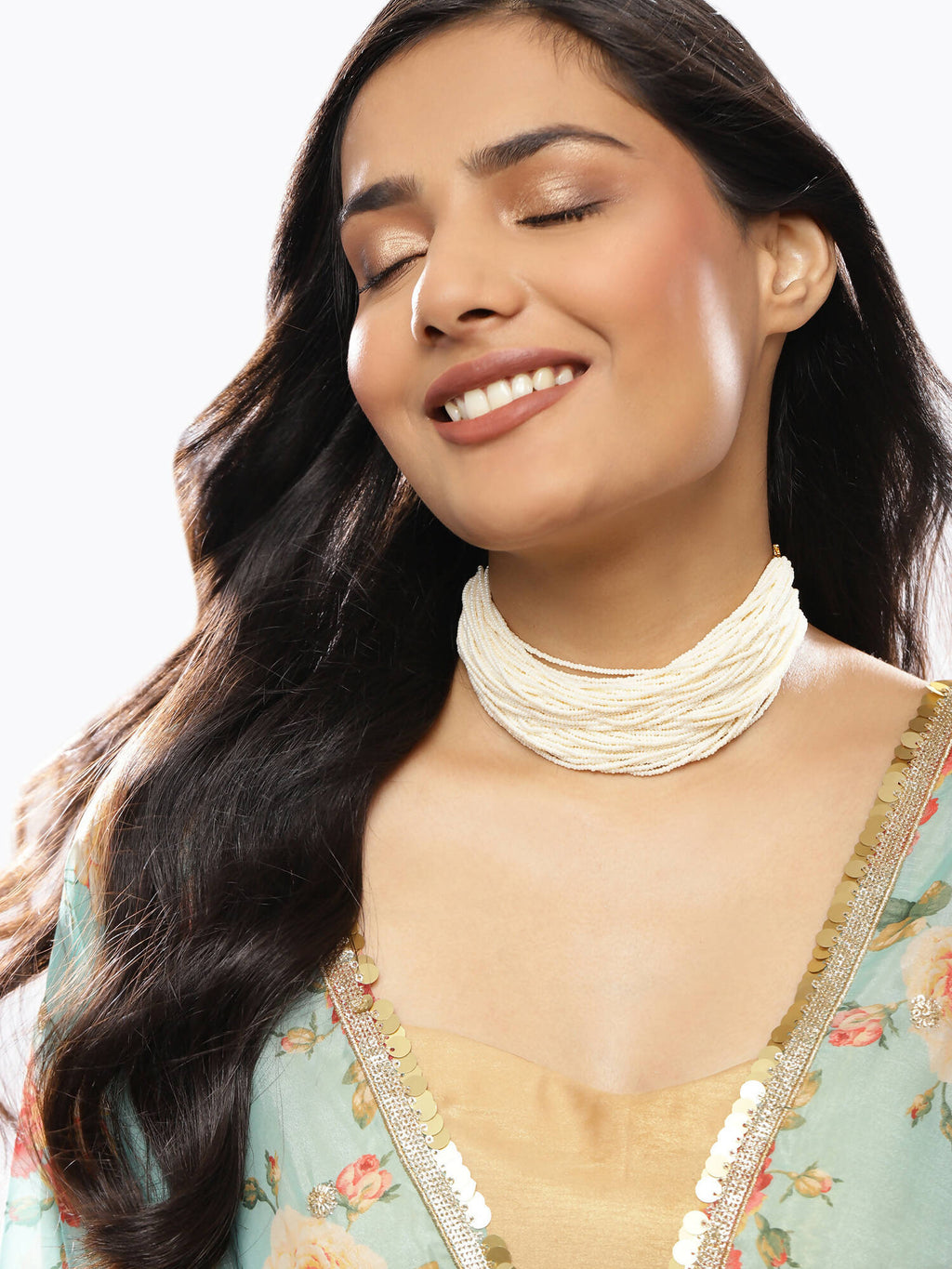 White Brass Gold-Polished Necklace - Ruby Raang