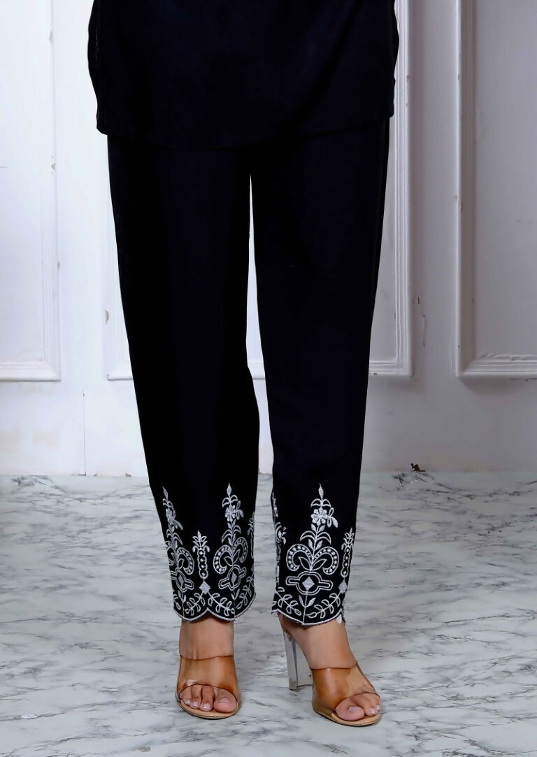 Miravan Women's Solid Black Rayon Co-Ord Set