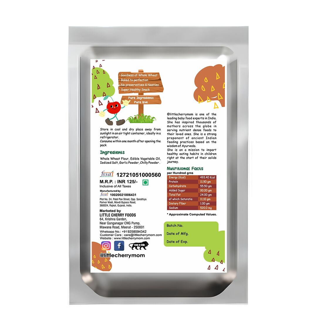 Littlecherrymom Whole Wheat Khakhra ?Garlic