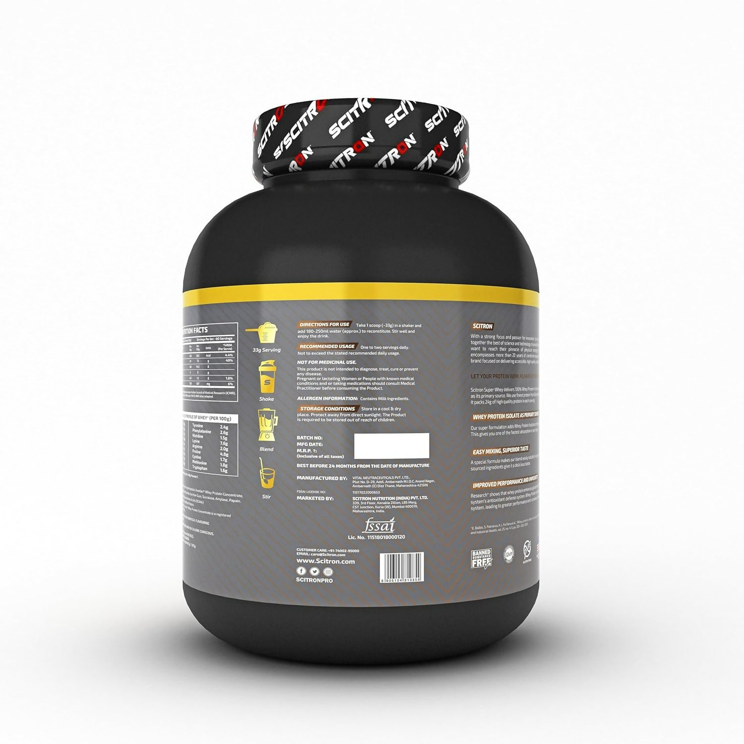 Scitron Super Whey Isolate Protein Powder - Double Rich Chocolate
