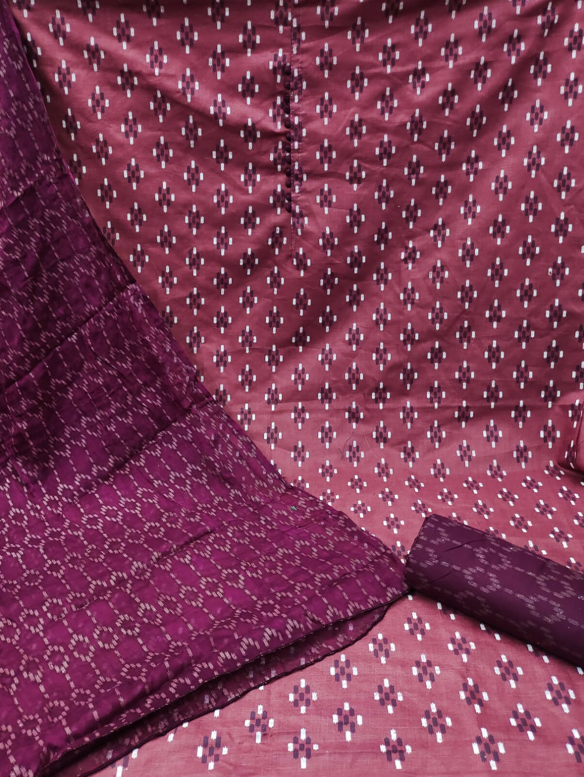 Pink Cotton Printed Unstitched Dress Material - Amara