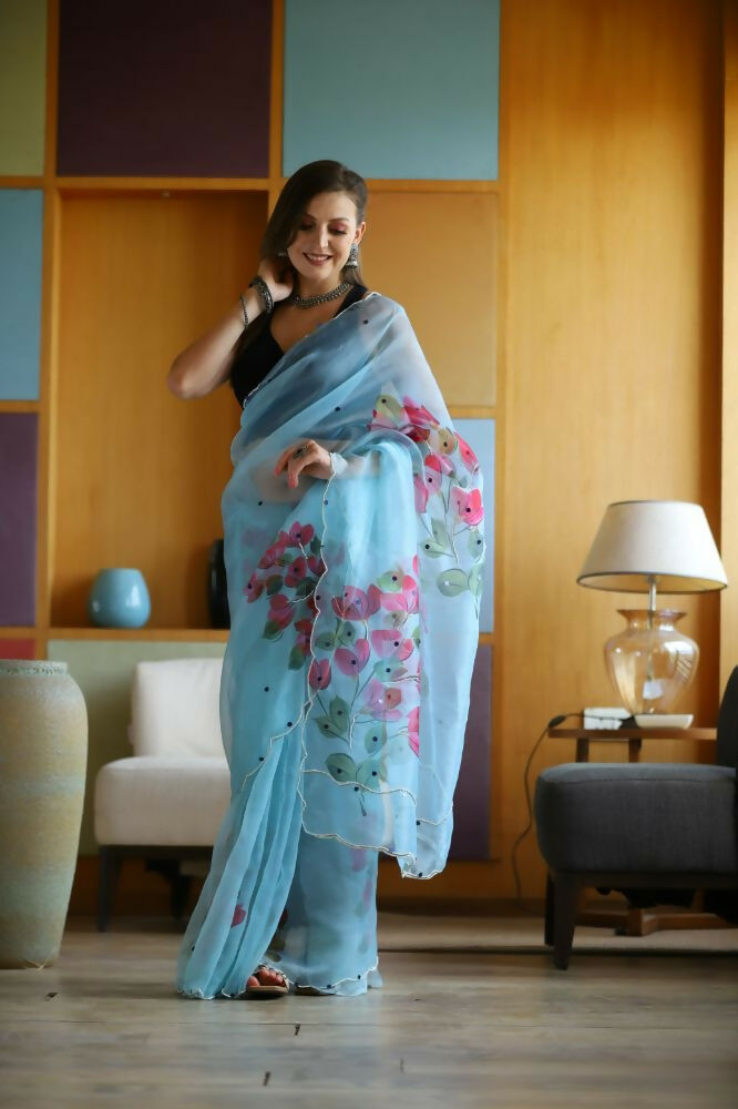 Vamsee Dhruti2 Sky Organza Saree