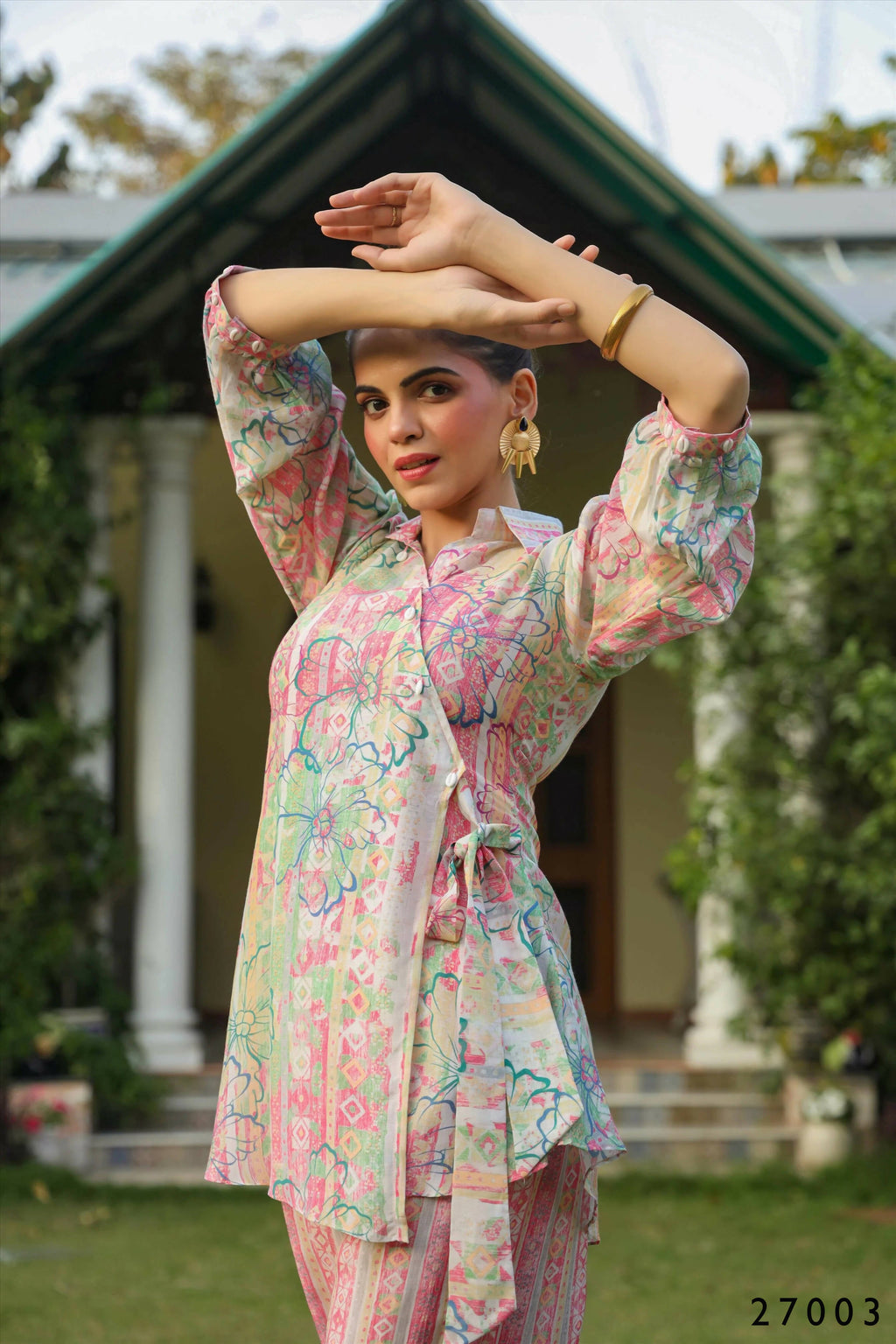 Women's Casual Fashionable Multi Mull Cotton co-ord set - Anya