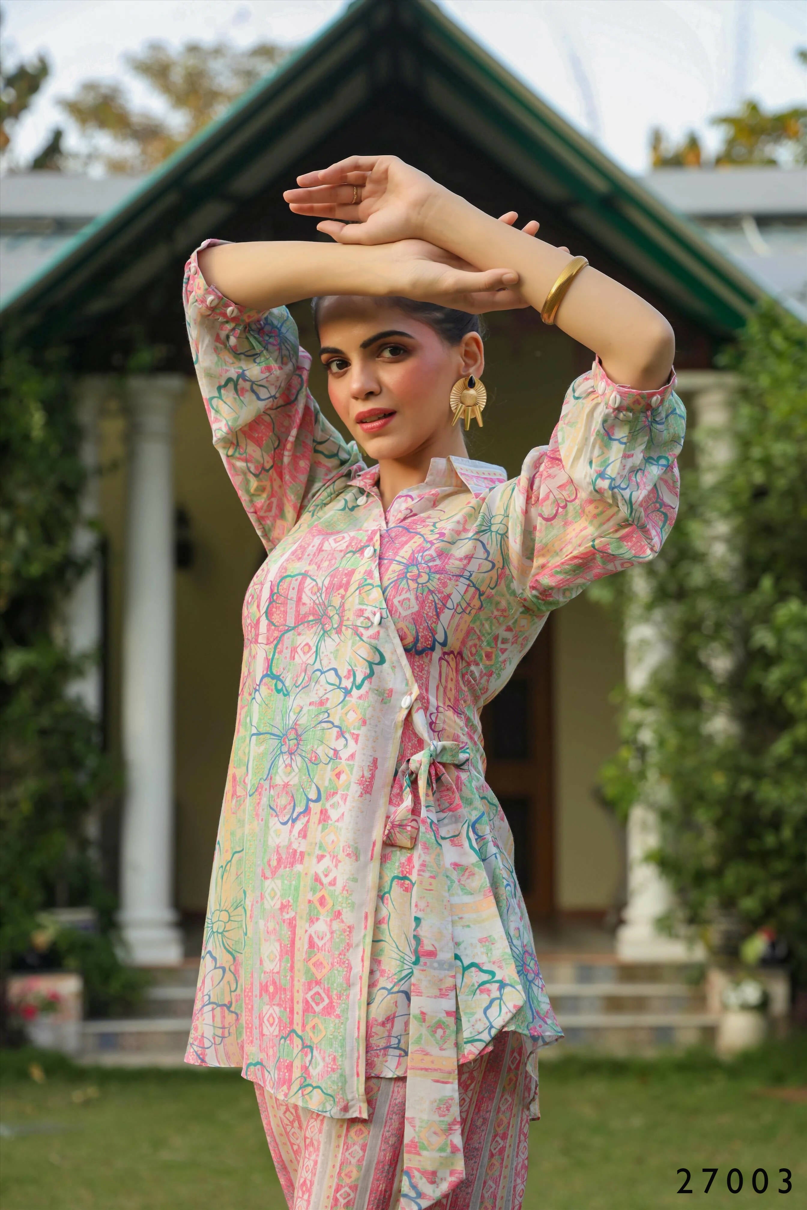 Women's Casual Fashionable Multi Mull Cotton co-ord set - Anya