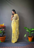Vamsee Pearl 1 Yellow Georgette Saree