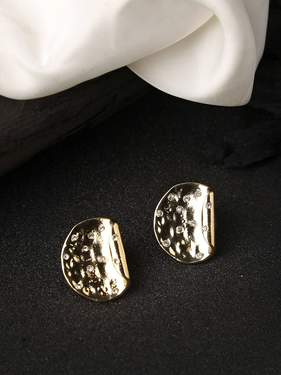 NVR Women Gold-Polished Contemporary Studs Earrings