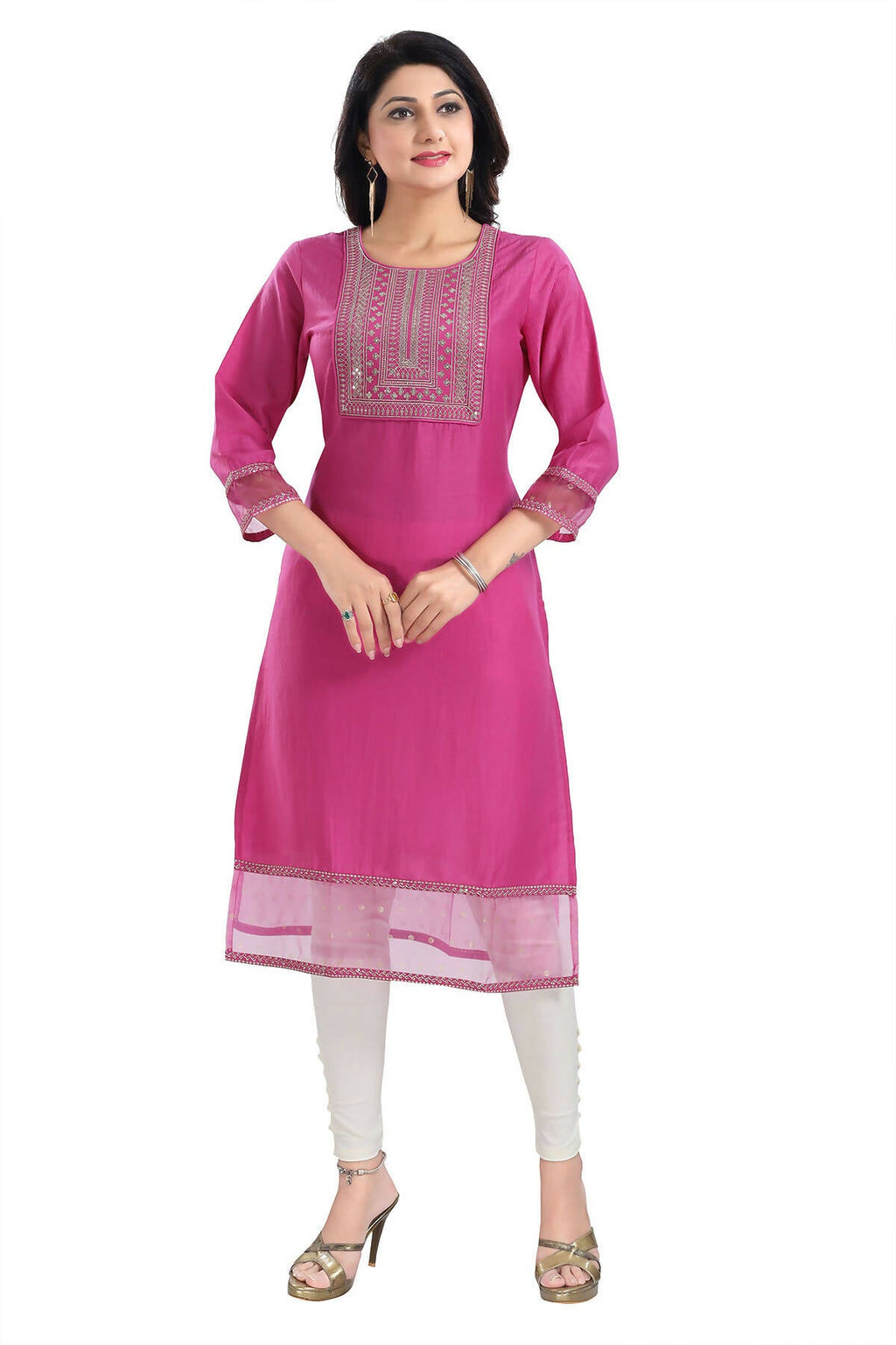 Snehal Creations Wonderful Art Silk Designer Long Kurti Tunic With Zari Embroidery