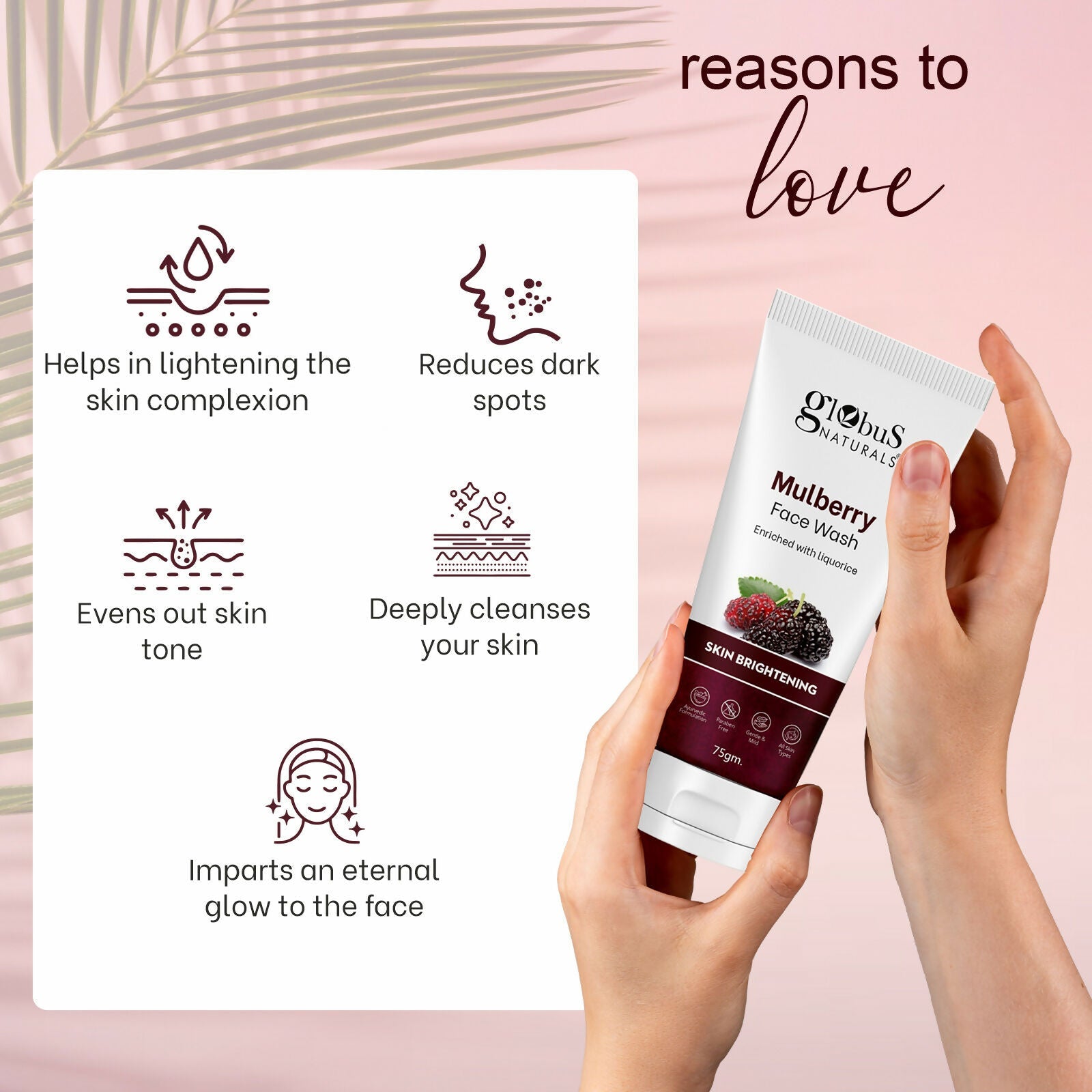 Globus Naturals Mulberry Fairness Face Wash, Suitable For All Skin Types