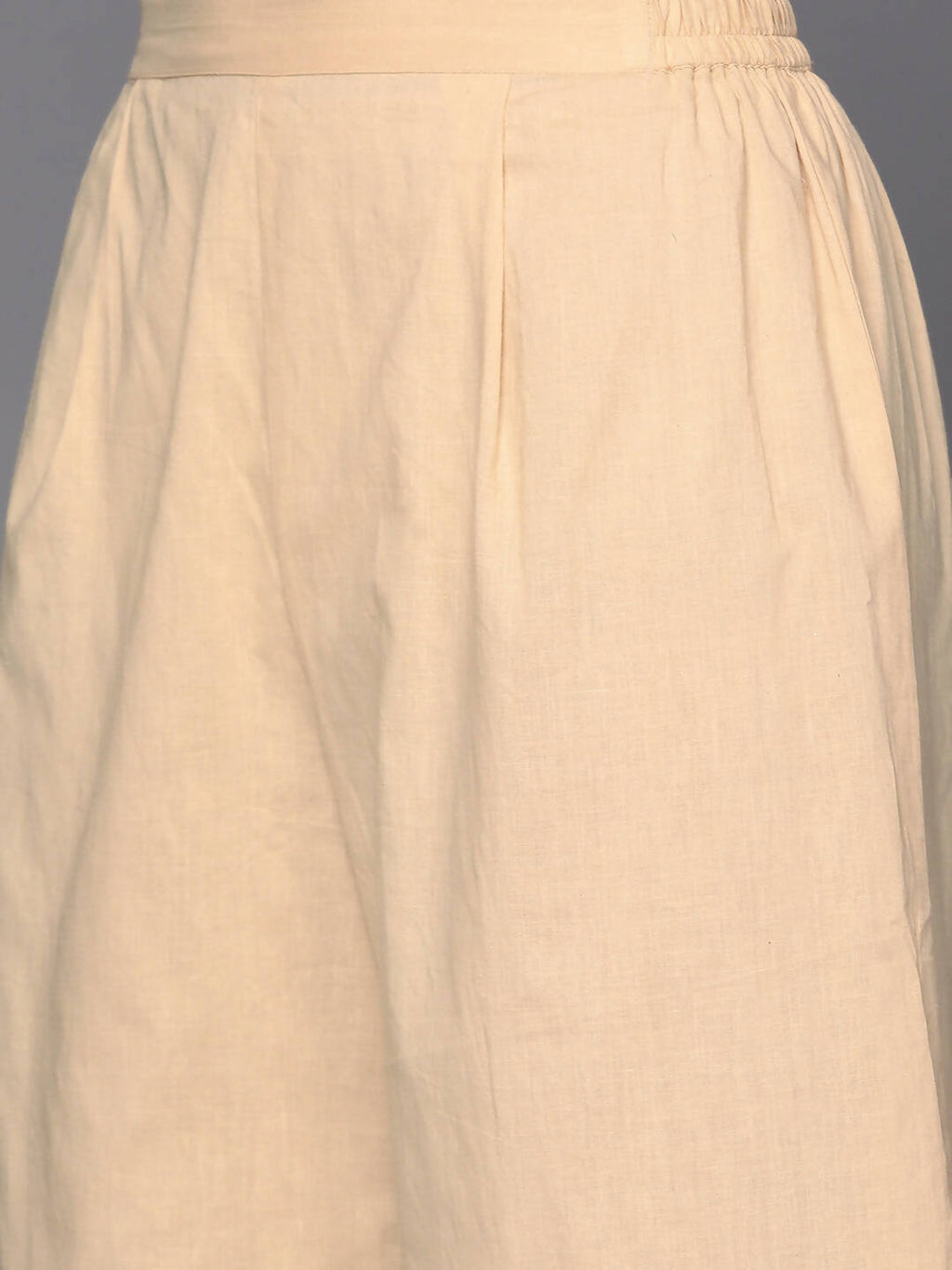Ahalyaa Women Cream-Coloured & Pink Floral Print Pure Cotton Anarkali Kurta with Palazzos