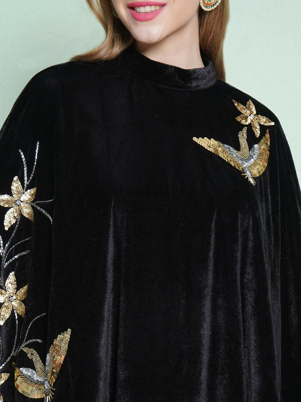 Joban Fashion Black Hand Embellished Cape Style Kurta with Bellbottom Pants