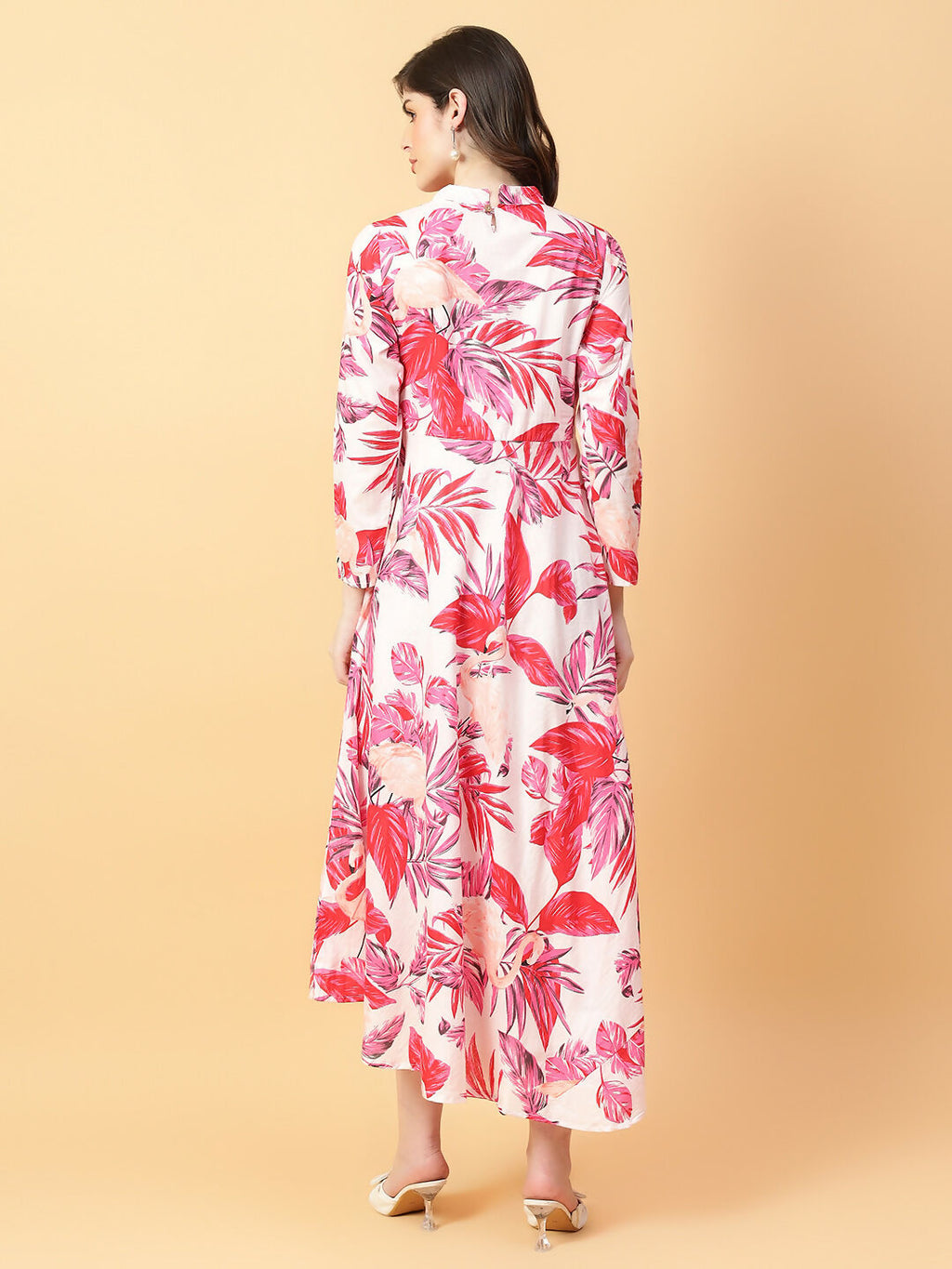 Joban Fashion Red Cotton Printed & Hand Work Dress