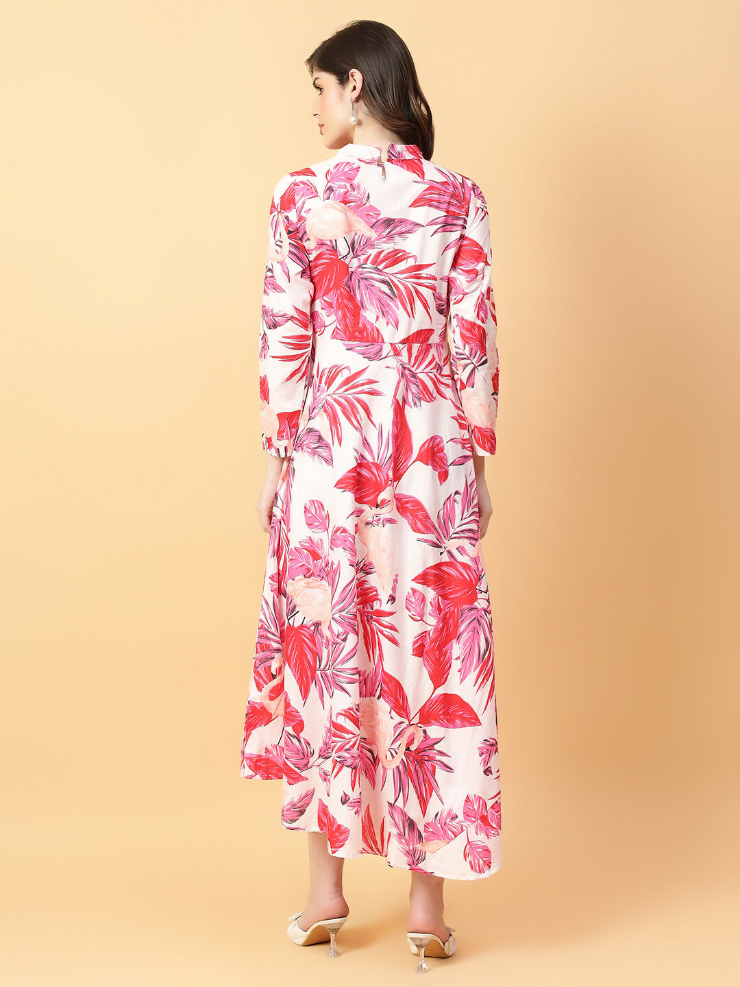 Joban Fashion Red Cotton Printed & Hand Work Dress