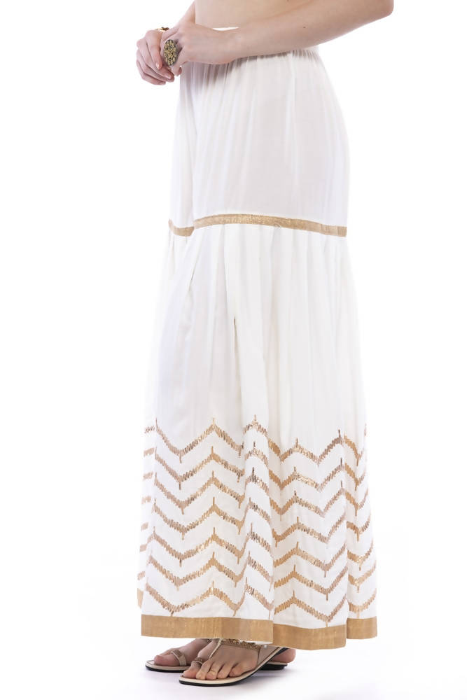 Mominos Fashion Latest Cotton Off White Gota Print Sharara For Girls