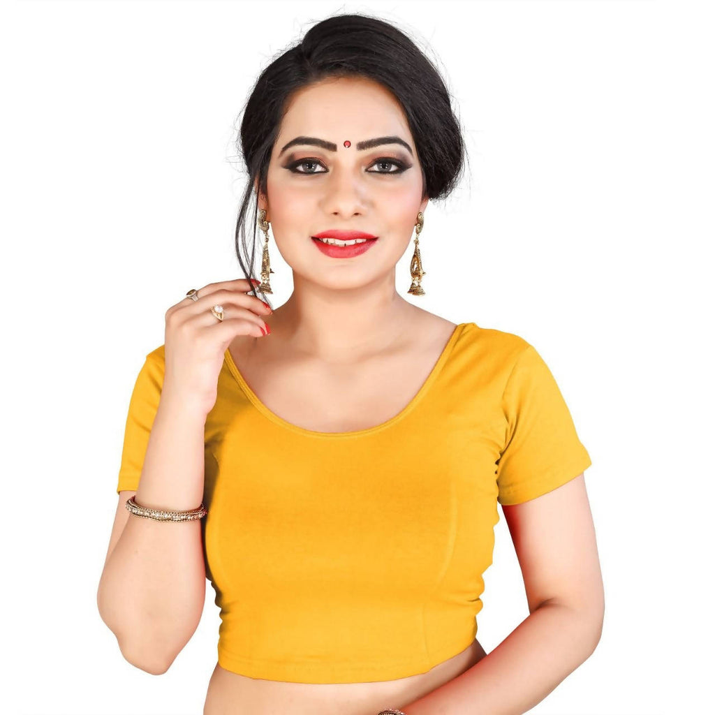 Vamika Mustard Lycra Plain Blouse