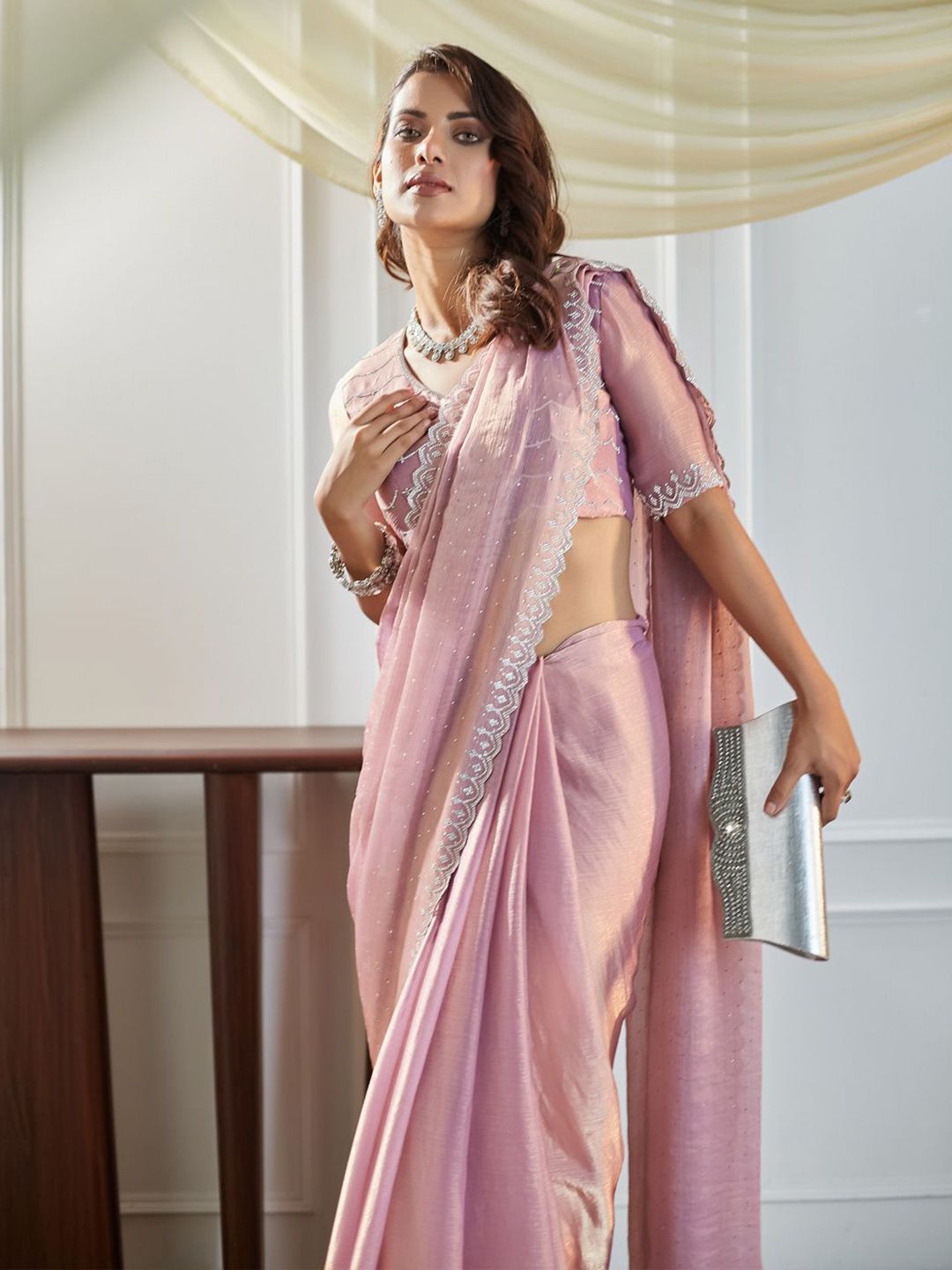 kasee Embellished Beads and Stones Pure Silk Saree