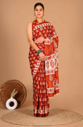 Exclusive Collection Red Beautiful Mulmul Cotton Saree